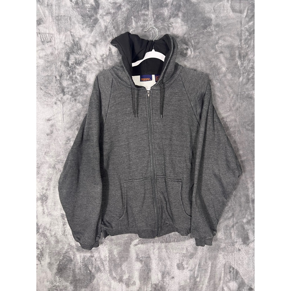 Sierra Pacific Mens Large Charcoal Gray Thermal Lined Full Zip Hoodie Sweatshirt